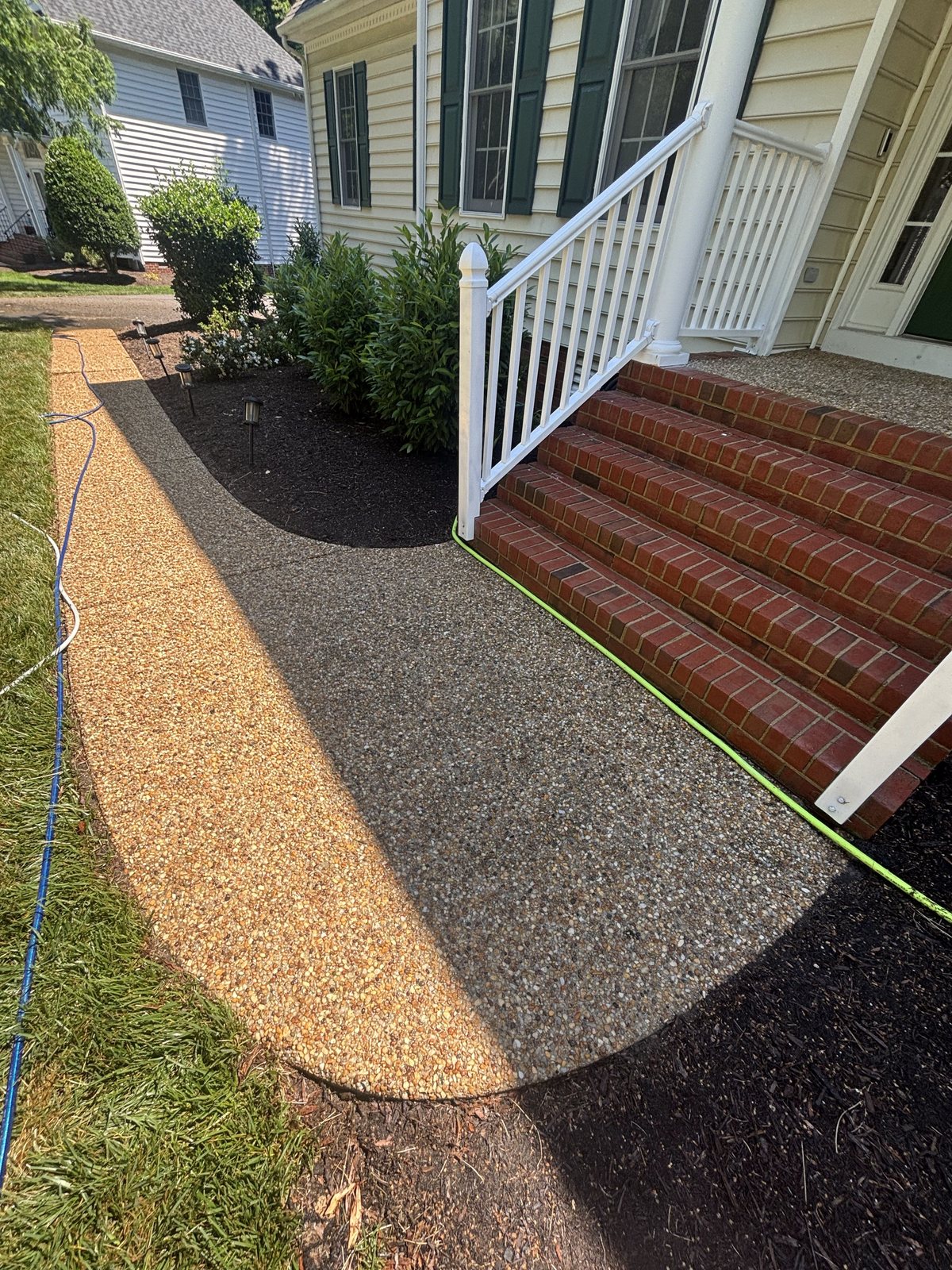 Clean aggregate front walkway and steps
